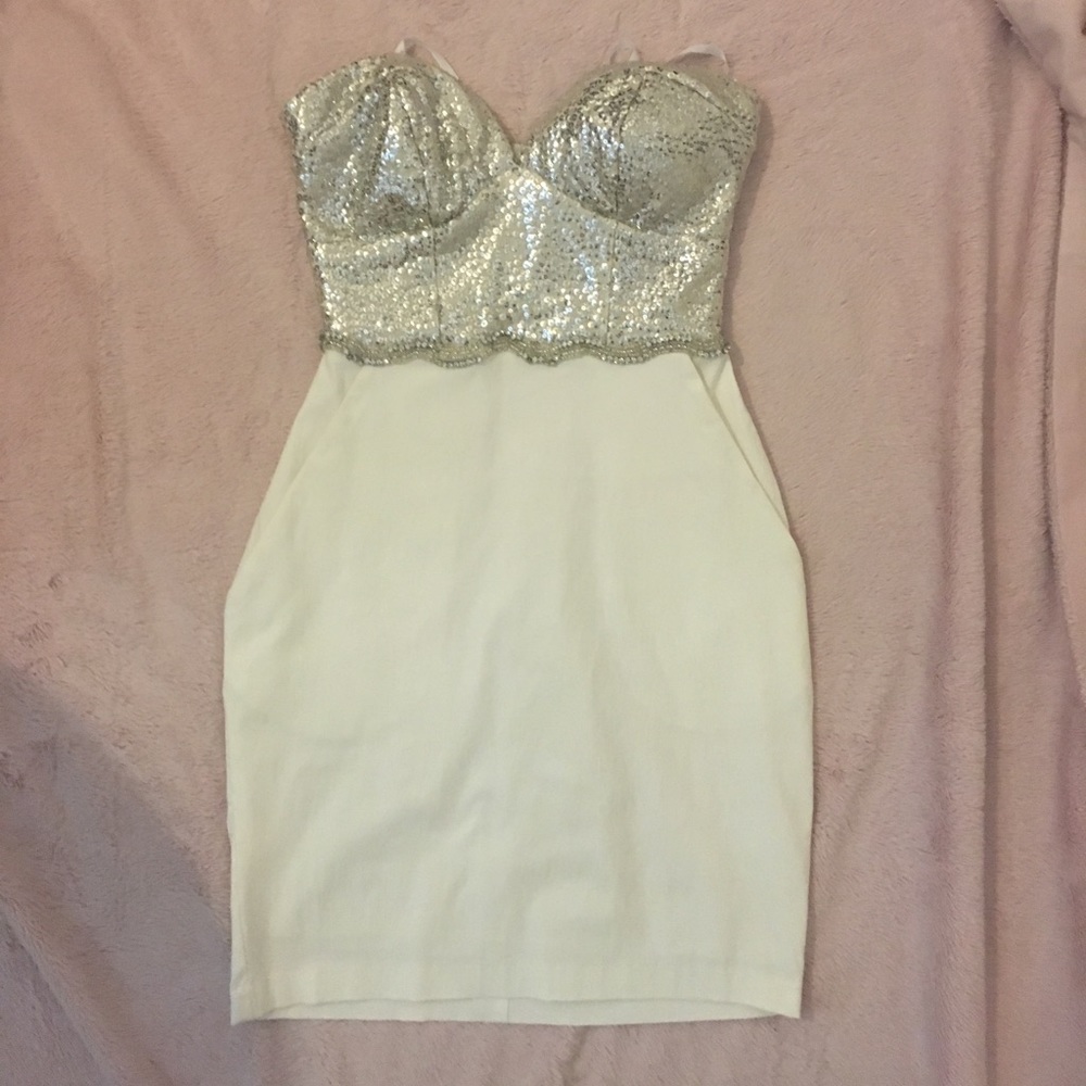 Mini dress with sequin top